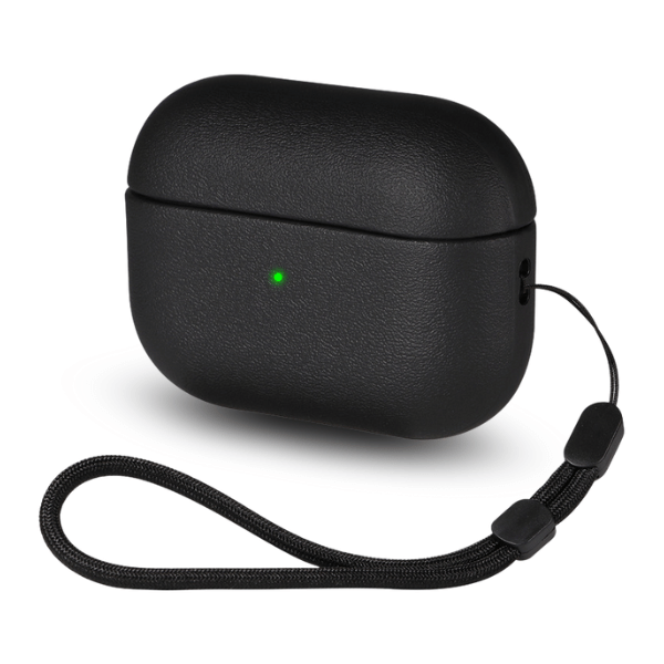 Hard Silicone Leather Like Case for AirPods 4 -Black