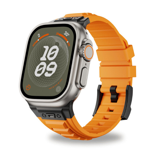 רצועה לאפל ווטש 44/45/46/49mm סגנון Tactical כתום אבזם צבע Black