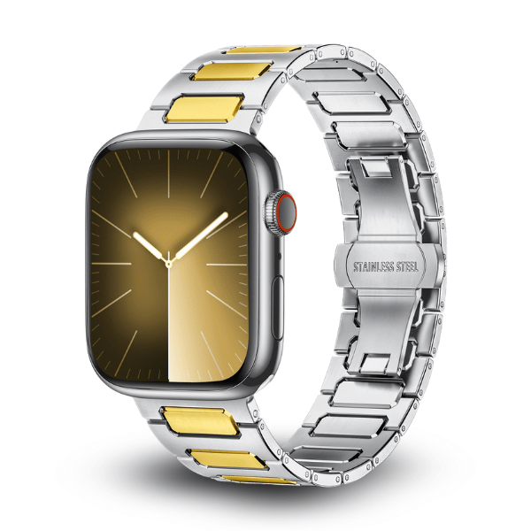 Stainless Steel Link Band for Apple Watch 44/45/46/49mm LEOBANDS Keith AW04 -Silver -Gold