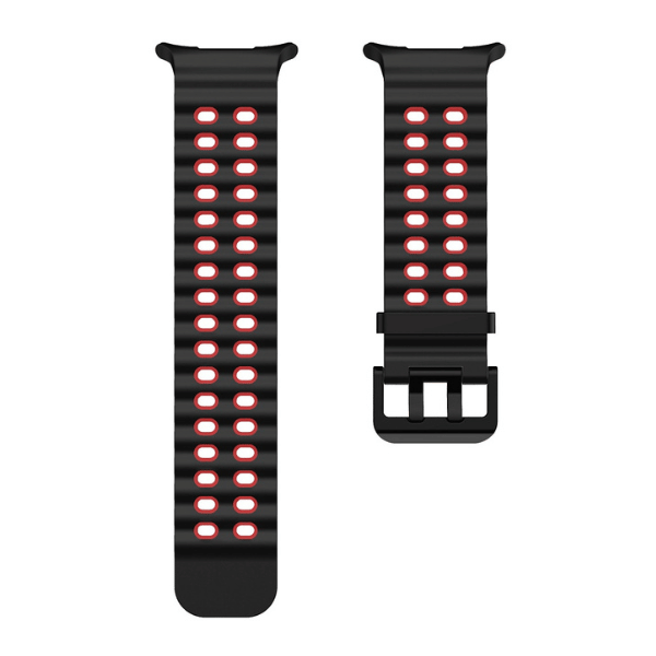 Silicone Band for Samsung Galaxy Watch Ultra -Ocean Black -Red
