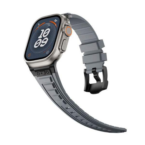 רצועה לאפל ווטש 44/45/46/49mm סגנון Tactical אפור אבזם צבע Black