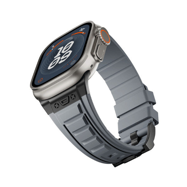 רצועה לאפל ווטש 44/45/46/49mm סגנון Tactical אפור אבזם צבע Black