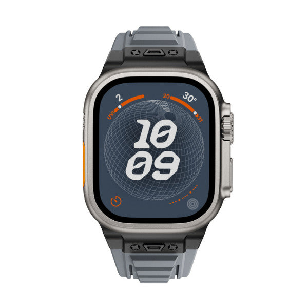 רצועה לאפל ווטש 44/45/46/49mm סגנון Tactical אפור אבזם צבע Black