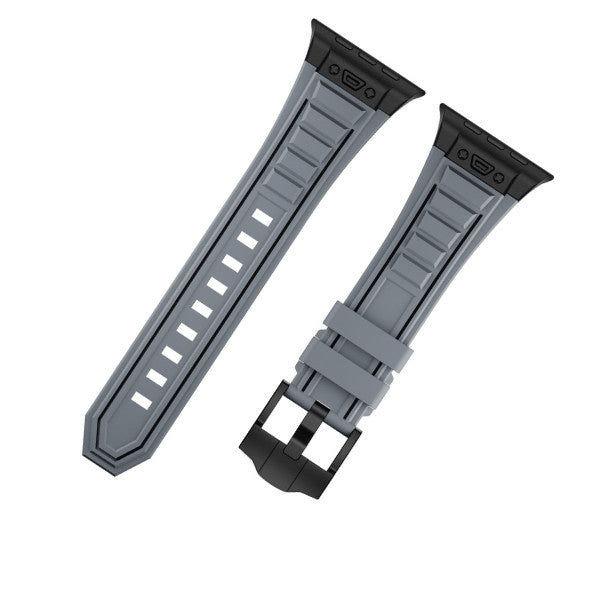 רצועה לאפל ווטש 44/45/46/49mm סגנון Tactical אפור אבזם צבע Black