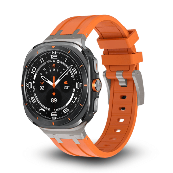 Premium Silicone Strap for Samsung Galaxy Watch Ultra AP Style Kopa -Silver Orange