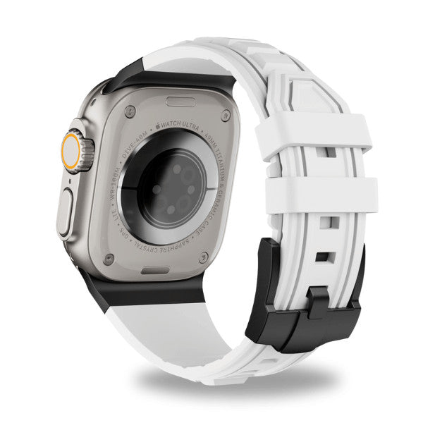 רצועה לאפל ווטש 44/45/46/49mm סגנון Tactical לבן אבזם צבע Black