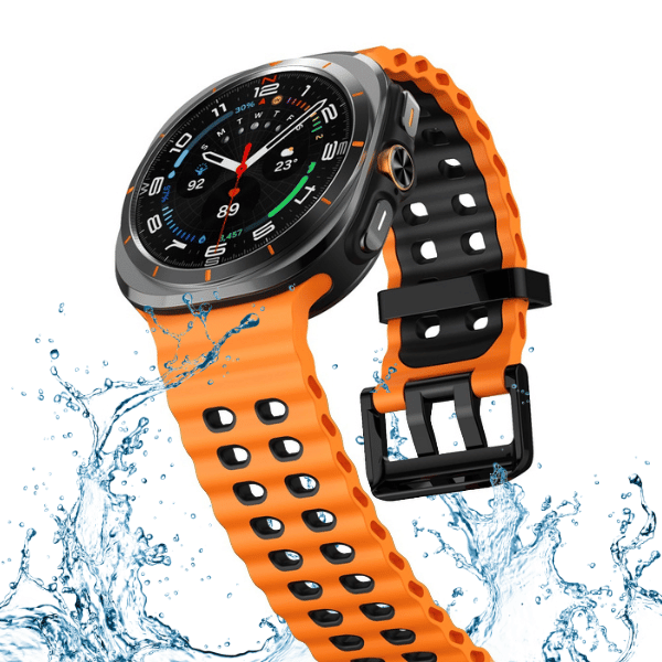 Silicone Band for Samsung Galaxy Watch Ultra -Ocean Orange -Black
