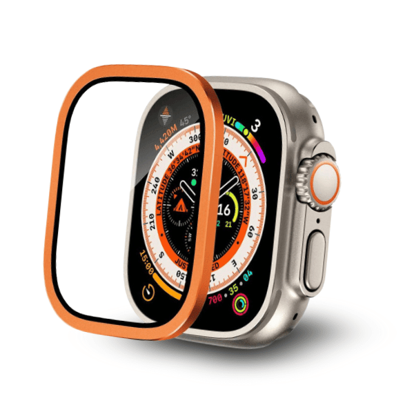 Screen Protector with Aluminum Frame for Apple Watch Ultra 49mm -Orange