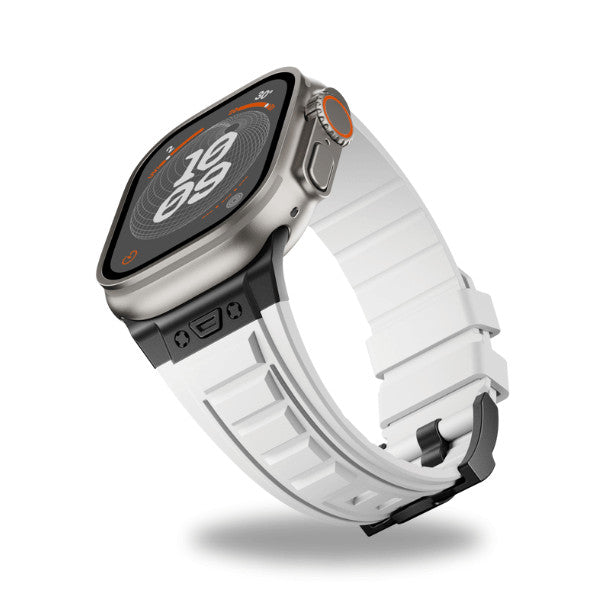 רצועה לאפל ווטש 44/45/46/49mm סגנון Tactical לבן אבזם צבע Black