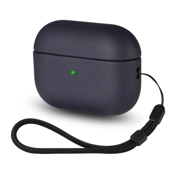 Hard Silicone Leather Like Case for AirPods 4 -Blue