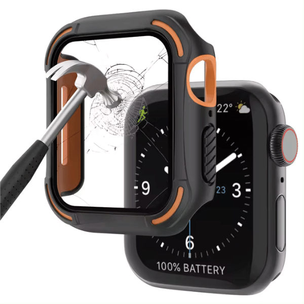 Apple watch Full Case 40MM 2-LAYER GLASS COVER Black Orange