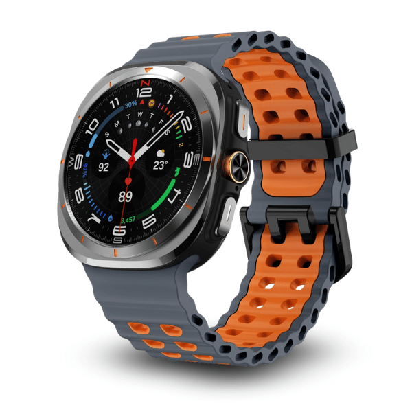 Silicone Band for Samsung Galaxy Watch Ultra -Ocean Gray -Orange