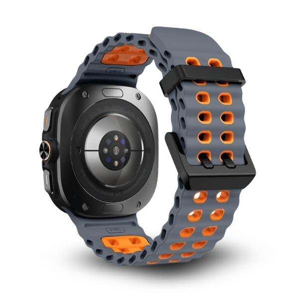 Silicone Band for Samsung Galaxy Watch Ultra -Ocean Gray -Orange