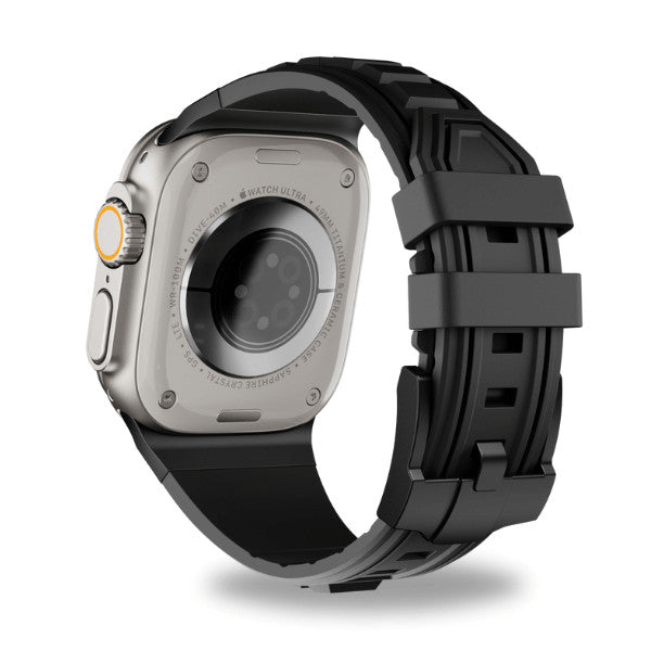 רצועה לאפל ווטש 44/45/46/49mm סגנון Tactical שחור אבזם צבע Black