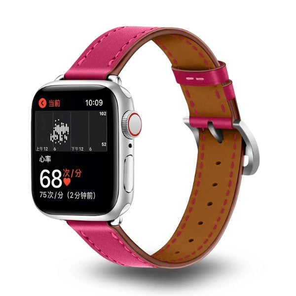 Cleopatra Double Tour Slim Genuine Leather Band for Apple Watch 40/41/42mm -Pink