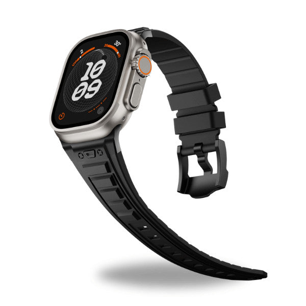 רצועה לאפל ווטש 44/45/46/49mm סגנון Tactical שחור אבזם צבע Black