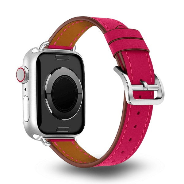 Cleopatra Double Tour Slim Genuine Leather Band for Apple Watch 40/41/42mm -Pink