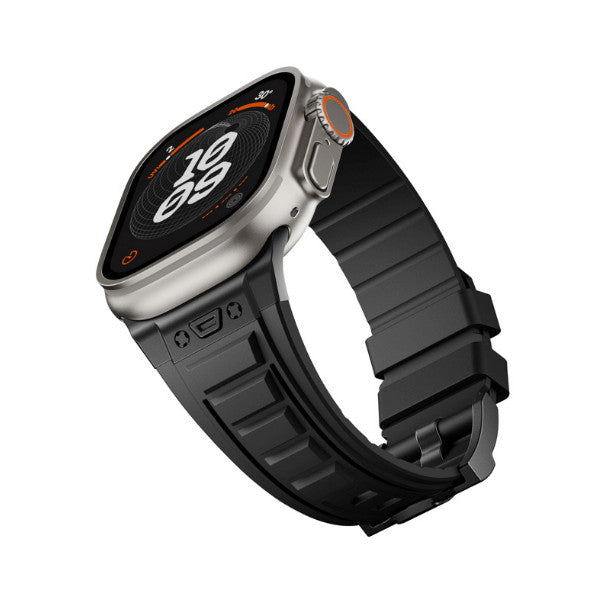 רצועה לאפל ווטש 44/45/46/49mm סגנון Tactical שחור אבזם צבע Black