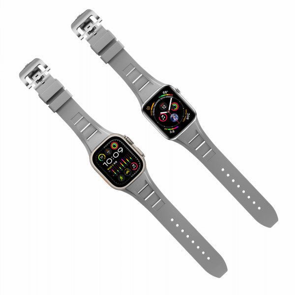 Silicone Watch Band For Apple Watch foldable buckle 316L steel -leon