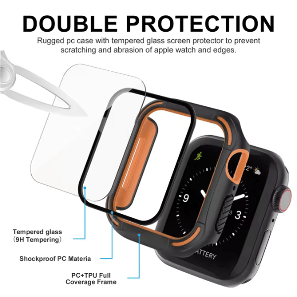 Apple watch Full Case 40MM 2-LAYER GLASS COVER Blue Black