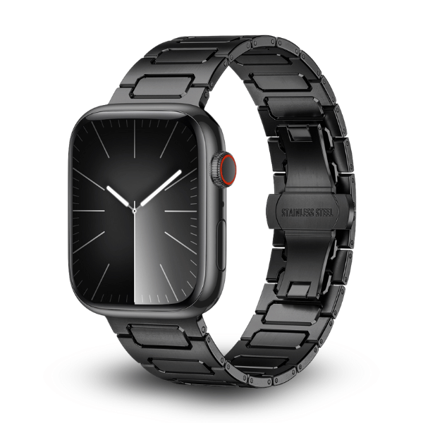 Stainless Steel Link Band for Apple Watch 44/45/46/49mm LEOBANDS Keith AW04 -Black