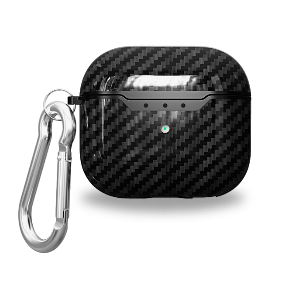 Carbon Fiber Texture Soft Shell Shockproof Protective AirPods 4 with Keychain -Carbon