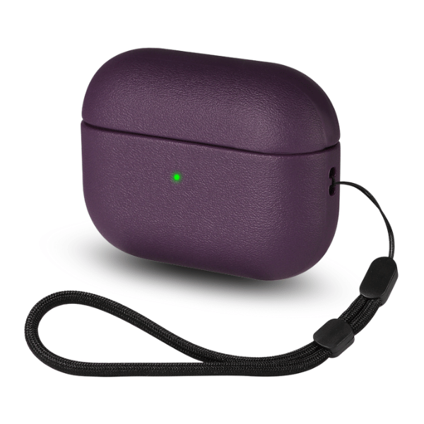 Hard Silicone Leather Like Case for AirPods 4 -Purple