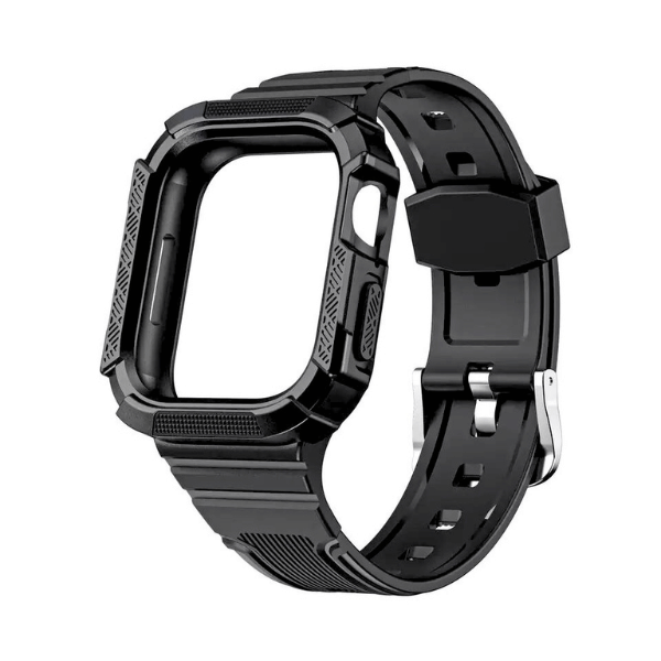Apple Watch Full Case Silicone Band 44mm 45mm Volcano -Black