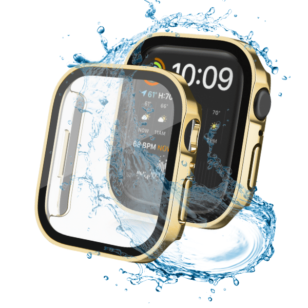 Waterproof Protective Cover for Apple Watch Series 10 42mm Square -Gold