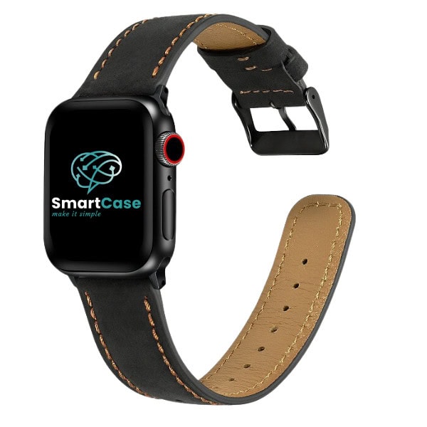 Genuine Leather Band for Apple Watch 44/45/46/49mm -Black