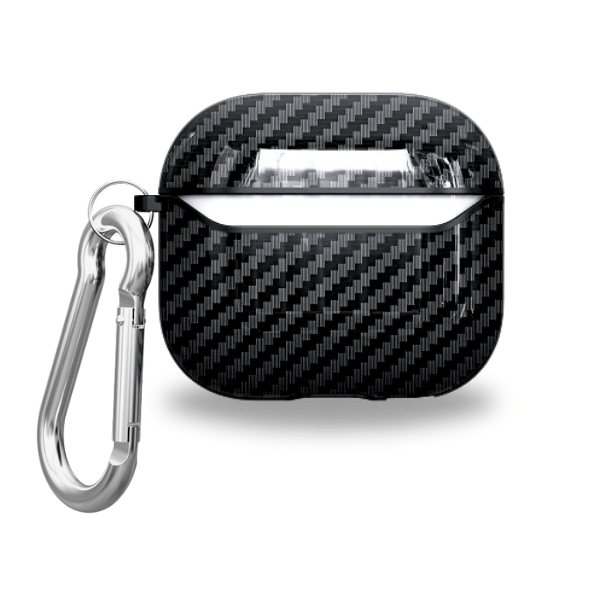 Carbon Fiber Texture Soft Shell Shockproof Protective AirPods 4 with Keychain -Carbon