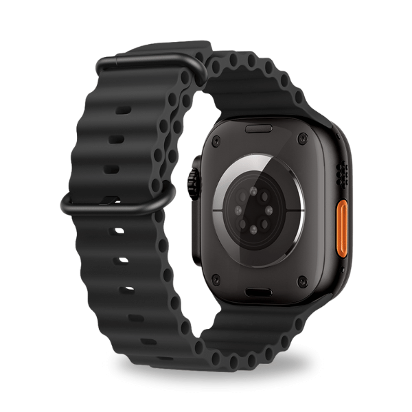 Ocean Rubber Strap for Apple Watch 44/45/46/49mm Black Buckle Scout -Black