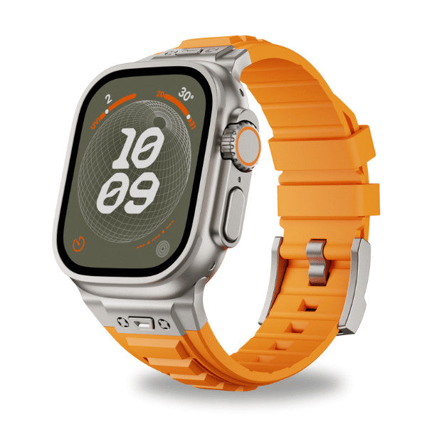 רצועה לאפל ווטש 44/45/46/49mm סגנון Tactical כתום אבזם צבע Titanium