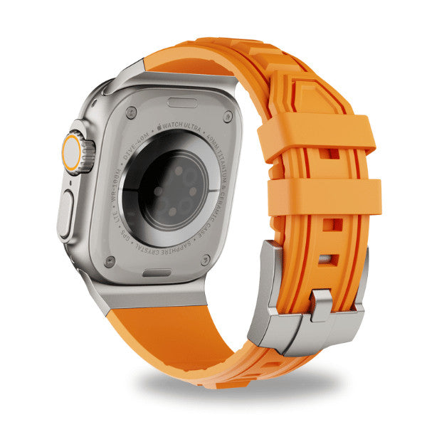 רצועה לאפל ווטש 44/45/46/49mm סגנון Tactical כתום אבזם צבע Titanium