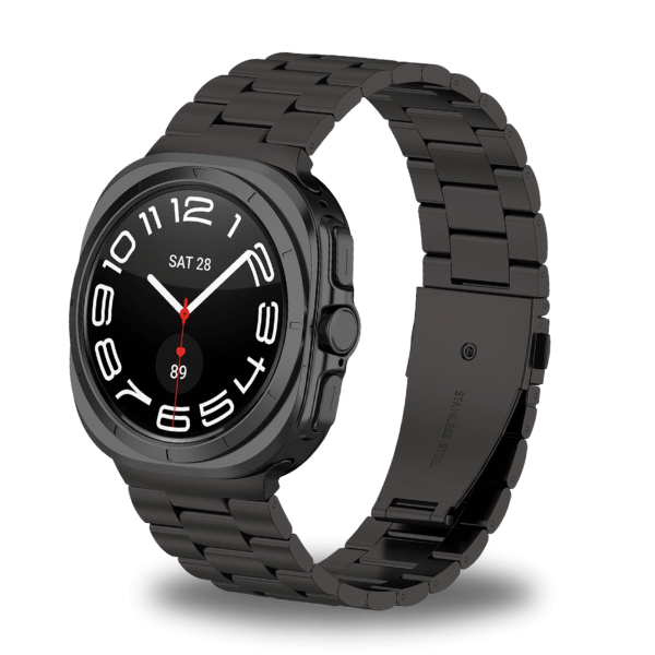 Durable Stainless Steel Link Bracelet for Samsung Galaxy Watch 7 Ultra 47mm Lexie -Black