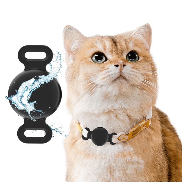 Waterproof Silicone AirTag Cover for Collar or Leash -Black