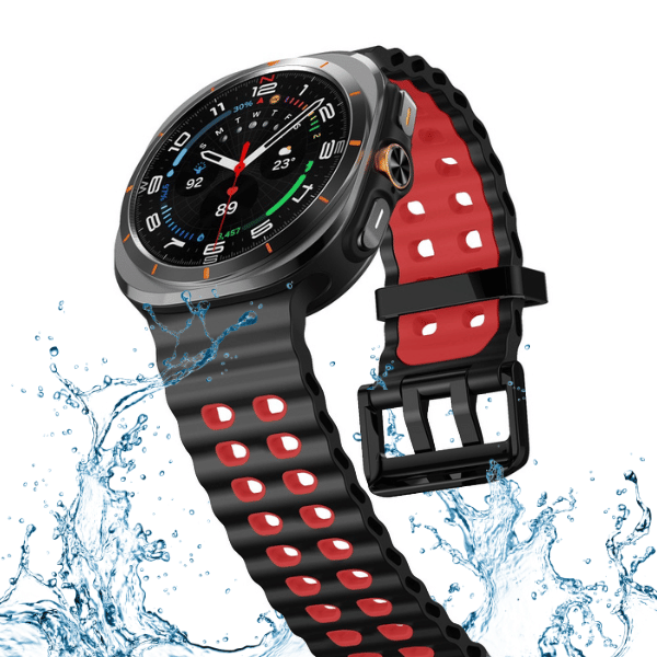 Silicone Band for Samsung Galaxy Watch Ultra -Ocean Black -Red