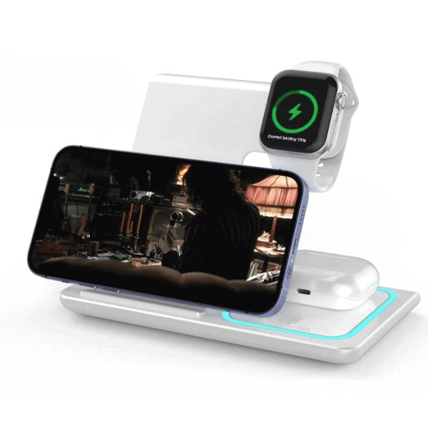 3 in 1 Magnetic Wireless Charging Station Apple Devices -White