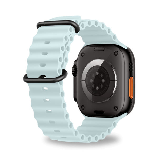 Ocean Rubber Strap for Apple Watch 44/45/46/49mm Black Buckle Scout -Light blue