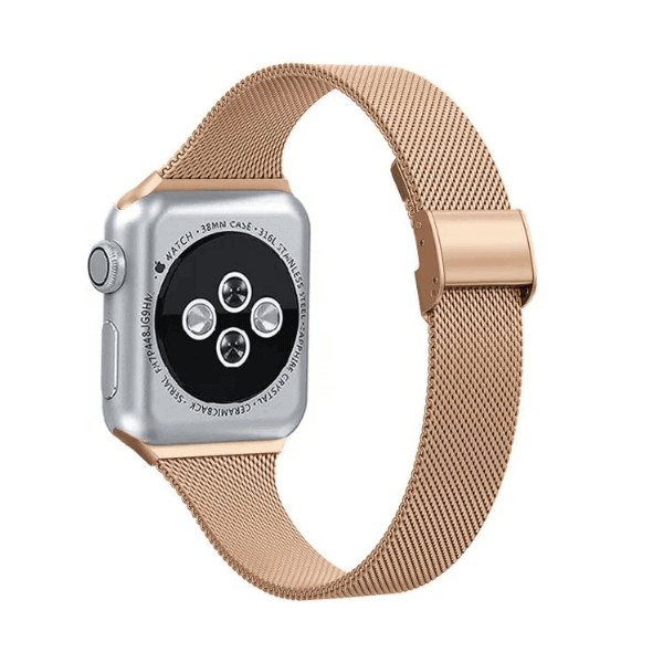 רצועה לאפל ווטש 42/44/45/49mm ברזל צרה עם סוגר Rose Gold