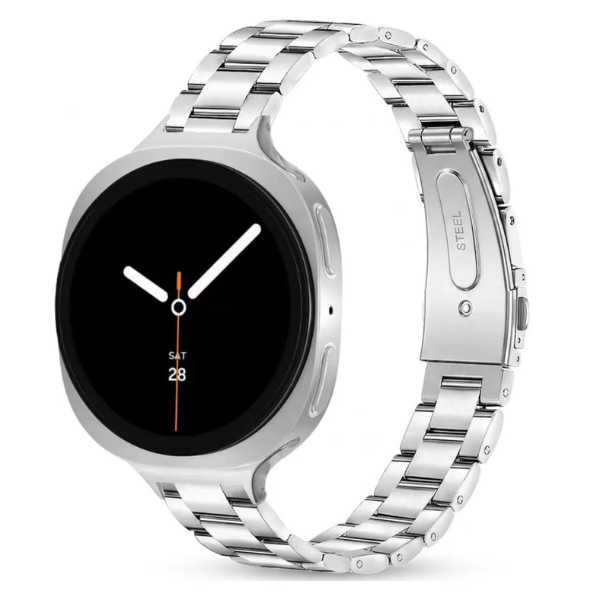 Silicone Band for Samsung Galaxy Watch 8 14mm Three Beads Slimtouch -Silver
