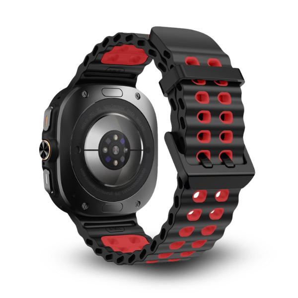Silicone Band for Samsung Galaxy Watch Ultra -Ocean Black -Red