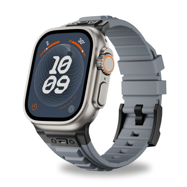 רצועה לאפל ווטש 44/45/46/49mm סגנון Tactical אפור אבזם צבע Black