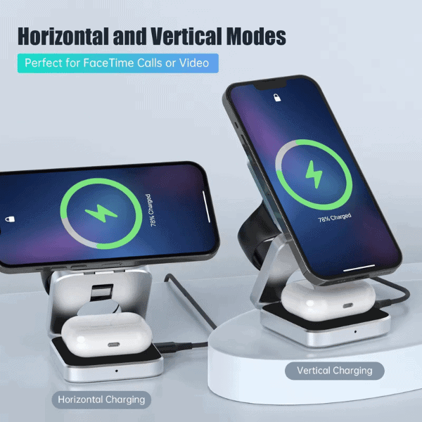 3 in 1 Foldable Magnetic Wireless Charger Travel Mobile Phone