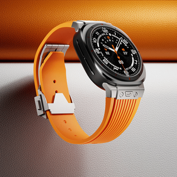 Premium Silicone Strap for Samsung Galaxy Watch Ultra Zeus -Silver Orange