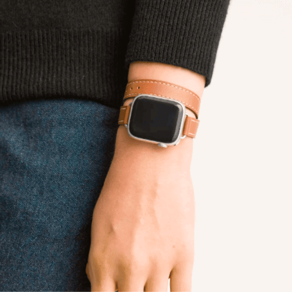 Leather Band Double Narrow for Apple Watch 44/45/46/49mm -Orange