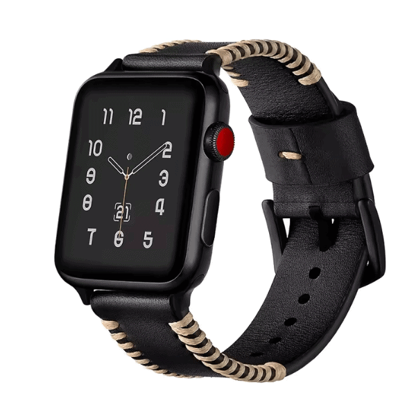 BRAIDED GENUINE LEATHER APPLE WATCH BAND 42 44 45 49mm SCAR Black