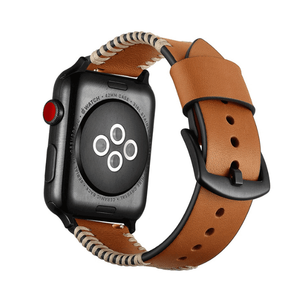 רצועת עור לשעון אפל עם תפר חום