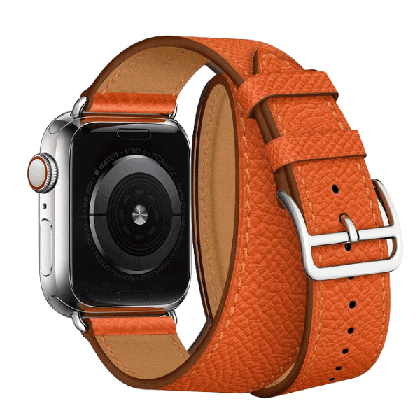 DOUBLE TOUR GENUINE LEATHER APPLE WATCH BAND 38/40/41MM CLEOPATRA -ORANGE