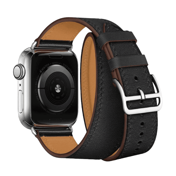 DOUBLE TOUR GENUINE LEATHER APPLE WATCH BAND 38/40/41MM CLEOPATRA -BLACK